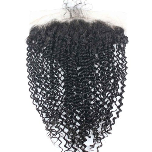 Dreambeauty Transparent Lace Color 13×6" Lace Frontal Closure Kinky Curly Free Part Brazilian Remy Human Hair Pre-Plucked Natural Hairline Lace Frontal Closure with Baby Hair Natural Color (12 Inch)