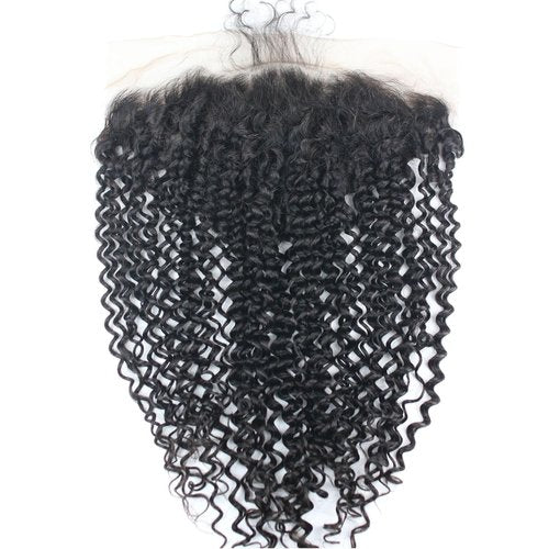 Kikzok Dreambeauty Transparent Lace 13x6" Lace Frontal Closure Kinky Curly Human Hair Pre-Plucked Natural Hairline with Baby Hair Natural Black (16 Inch)