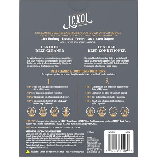 Leather Conditioner and Cleaner Kit by Lexol, Use on Furniture, Car Interiors, Shoes, Handbags, Includes 2 Application Sponges, Two-Step System, 8 oz Each