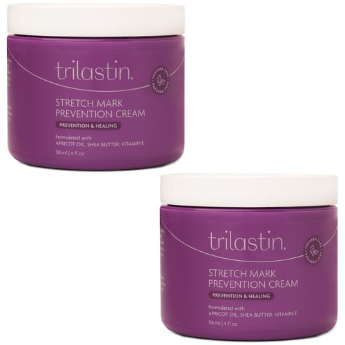 TriLASTIN Maternity Stretch Mark Cream - Hydrating Pregnancy-Safe Skin Care - Gentle Hypoallergenic Care for Pregnancy Must Haves - Pairs Belly Butter & Stretch Mark Oil - 4 Fl Oz Each, Pack of 2