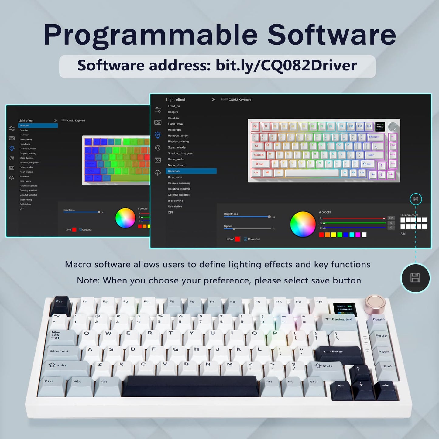 75% Wireless Mechanical Gaming Keyboard, Creamy Sound, Hot Swappable, Pre-lubed Linear Switches, Gasket Structure, Multimedia Display, RGB Backlit, 2.4GHz/USB/BT5.0, Custom Keyboard for Win/Mac