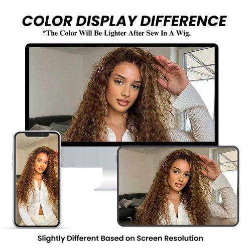 ALHER Water Wave #P4/27 Highlight 2x6 Lace Closure 16 Inch, Honey Blonde Ombre Brown and Blond Wet and Wavy 2x6 Kim K Lace Closure Pre Plucked With Baby Hair, #P4/27 Color 100% Real Human Hair Closure