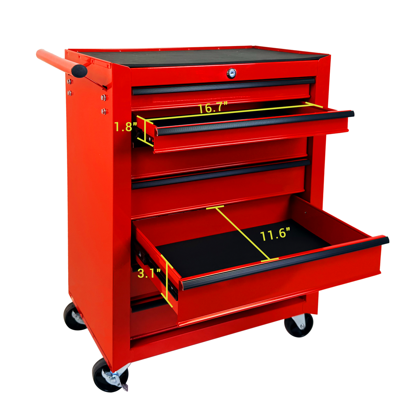 20-Inch Rolling Metal Tool Chest with 7 Drawers, Steel Storage Cabinet, Red