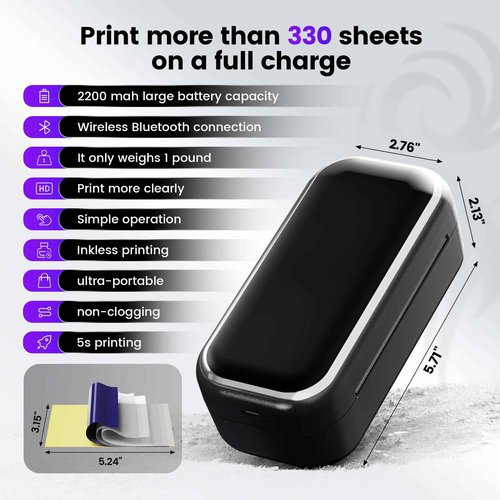 Tattoo Stencil Printer, TP31 Mini Thermal Tattoo Printer Machine with 30pcs Transfer Paper, Bluetooth Stencil Printe for Temporary Tattoos, Artists & Beginners, Compatible with Smartphone & Tablet