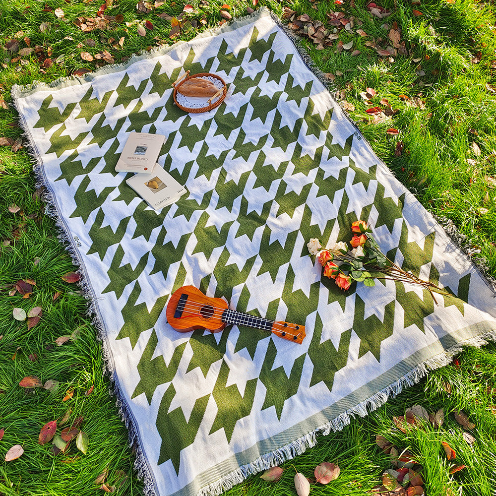 Bohemian Outdoor Camping Rug - Knitted Chenille Picnic Mat for Garden & Patio