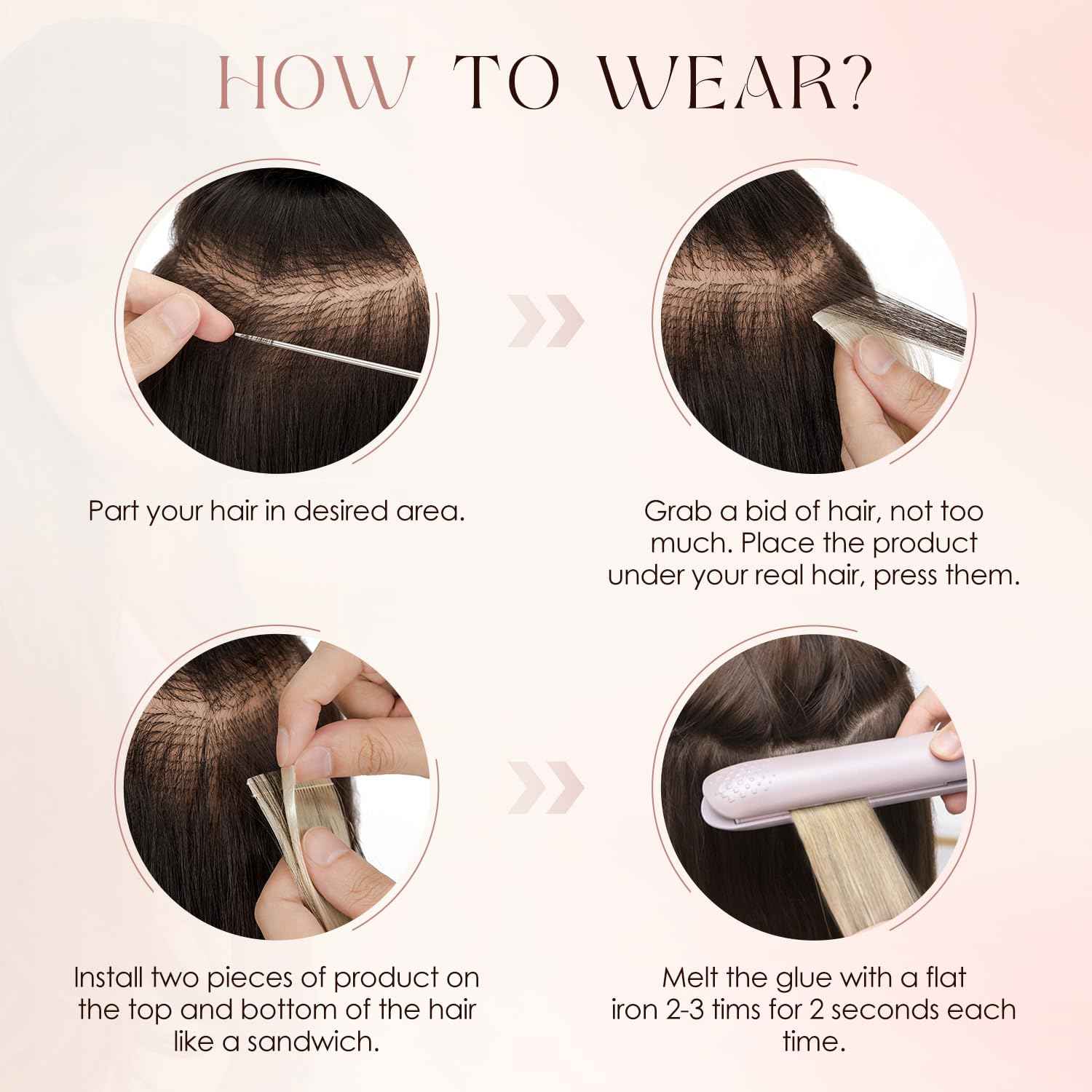 Human Hair Tape in Extensions-Double Stitched,SLEEKALON Free-cut Mini Tape ins Real Hair Extension Highlights Plae Blonde mix Brown Seamless Straight Double Side Tape Hair-20 Inch,20pcs 50g,#16P22