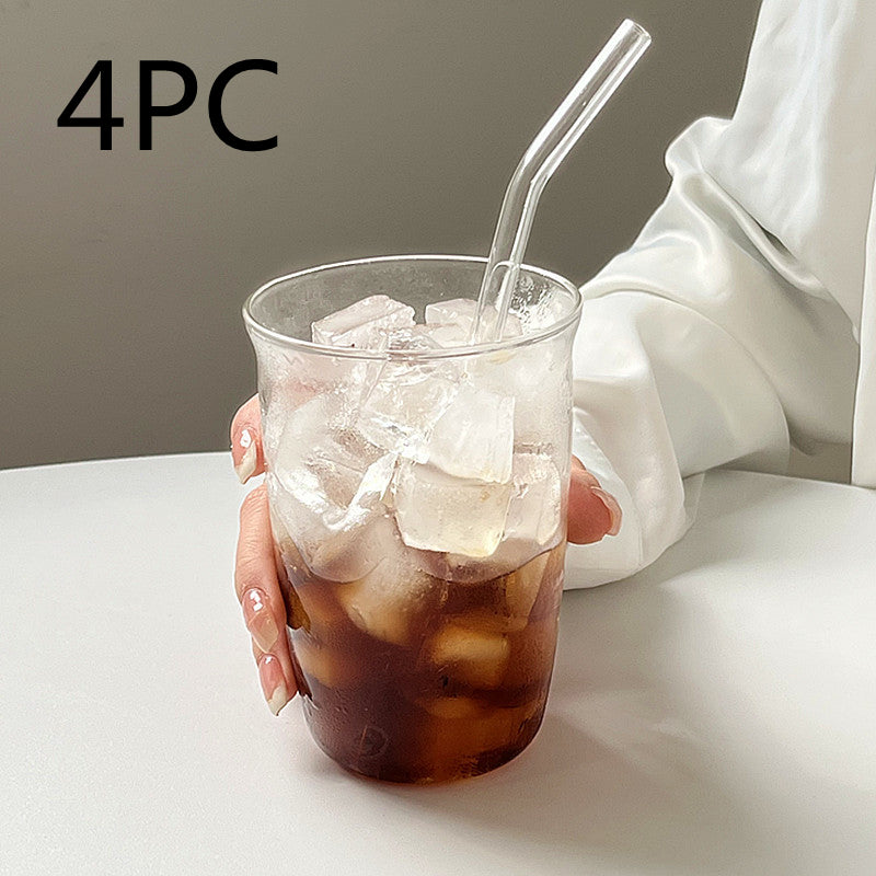 420ml Glass Coffee Cup with Straw - Latte Ice American Drinkware