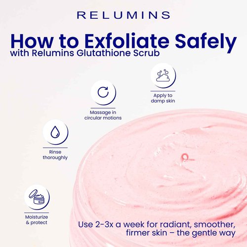 Relumins Premium Summer Body Scrub with Glutathione, Rosehip & Sea Salt – Hydrating Exfoliating Scrub for Smooth, Radiant, Beach-Ready Skin – Gentle Moisturizing Formula – 400ml
