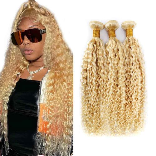 Blonde Bundle P27/613 Kinky Curly Bundles 613 Human Hair Bundles 22 24 26 inch Two Tone Blonde and Honey Blonde Bundle