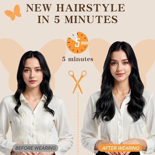 TESSHAIR Remy Hair Extensions Clip in Human Hair 18 Inch Straight Real Hair Extensions Clip in Human Hair 120g 7Pcs, Medium Brown Mixed Dark Blonde