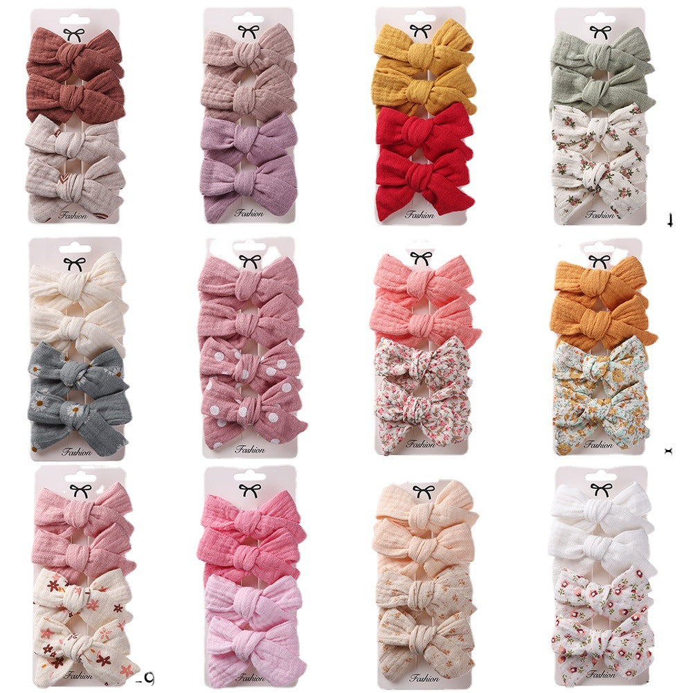 Children's Plaid Bow Hair Clips, 4-Pack