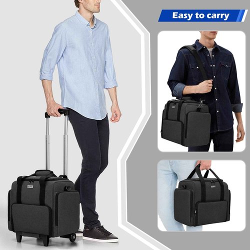 BAFASO Rolling Tattoo Case with 3 Removable Pouches and Detachable Dolly, Tattoo Travel Case for Tattoo Stencil Printer and Tattoo Supplies, Black