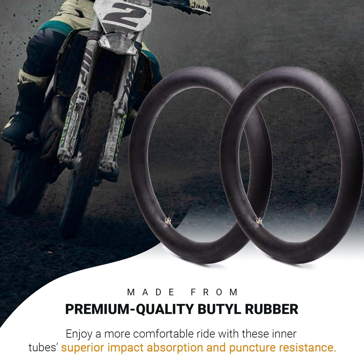 (2-Pack) 2.50/2.75-17”（70/100-17） Motorcycle Inner Tubes - Compatible with Honda, Coolster, TaoTao, 110cc, 125cc, and 140cc, Dirt Bikes, Moped, and Scooters and More