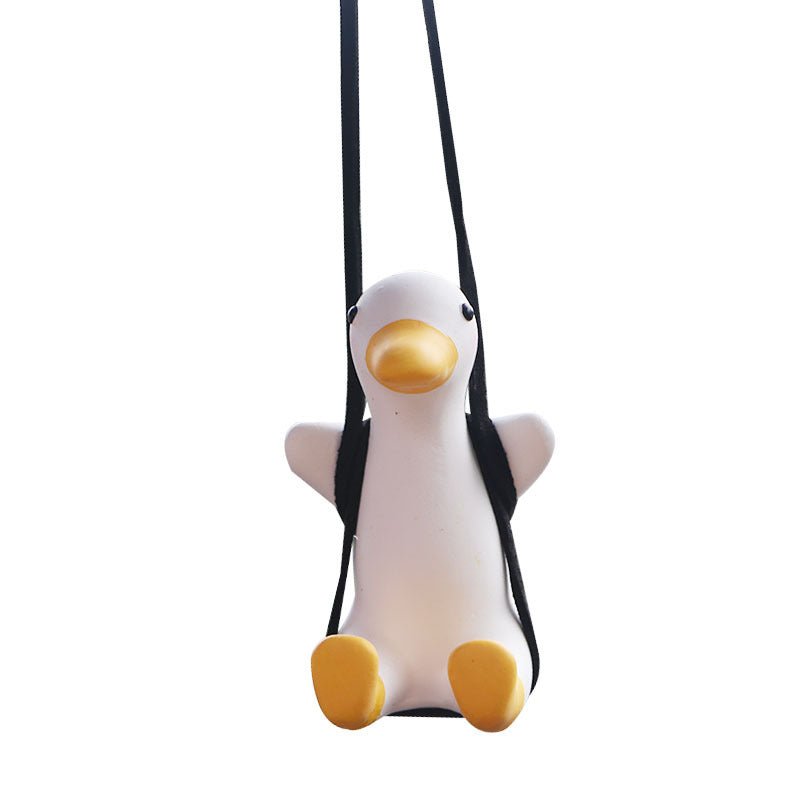 Swing Duck Car Pendant - Cute Hanging Ornament for Rearview Mirror