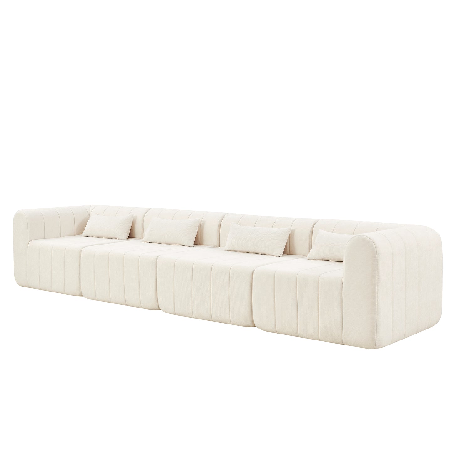 Modular Sectional Sofa - 145.5 Inch Beige Upholstered Couch