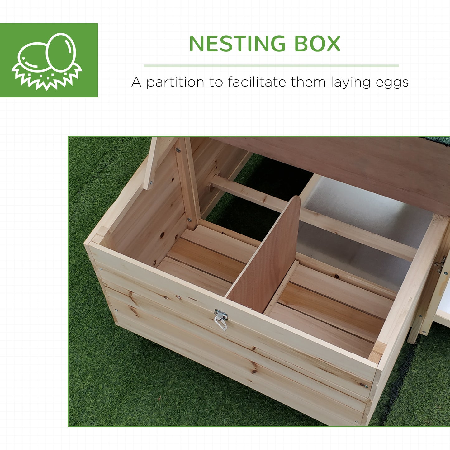 77-Inch Wooden Chicken Coop with Nesting Box & Removable Tray, Outdoor Hen House