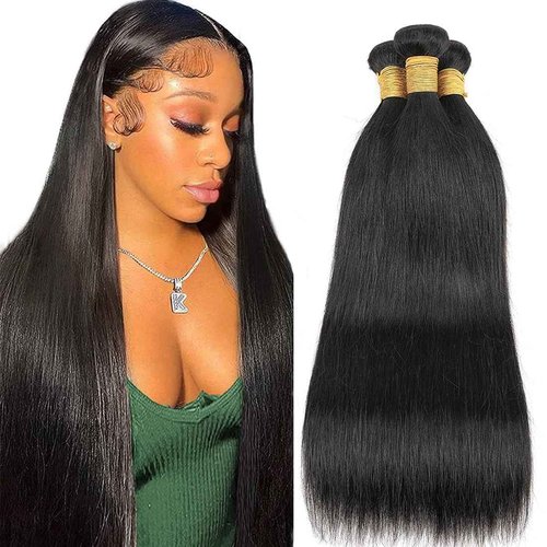 Human Hair Bundles Brazilian Straight Human Hair Bundles 18 20 22inch 100% Unprocessed Virgin Straight Weave Raw 3 Bundles Deals Natural Black for woman