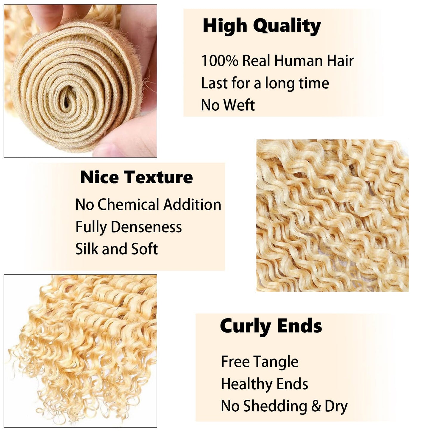 Habiliana Bundles Human Hair 18 20 22 Inch Jerry Curly Wave Blonde 613 Human Hair Bundles 11A Unprocessed Brazilian Virgin Quick Weave Hair Extensions for Black Women