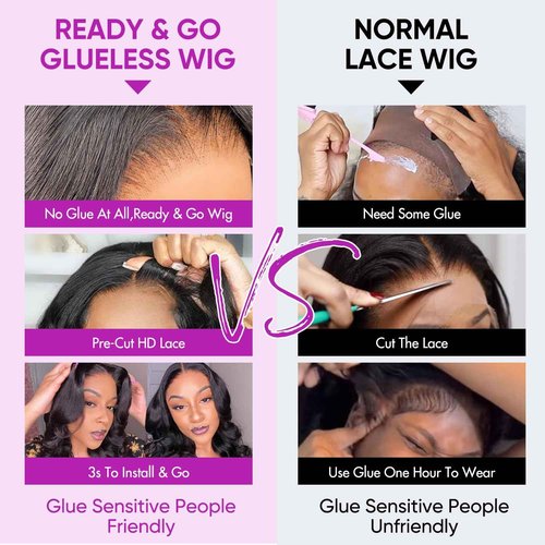CrownGlory Deep Wave Lace Front Closure Wigs Wear and Go Glueless Wig Human Hair Pre Plucked Pre Cut 13X4 HD Lace Ready to Wear Human Hair wigs No Glue 180 Density Natural Wigs For women (18 Inch)