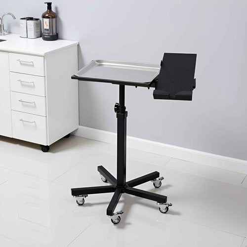 POARMEEY Mobile Tattoo Tray Cart with Wheels, Height Adjustable Stand, Removable Steel Tray, Rolling Tray for Salon and SPA Use