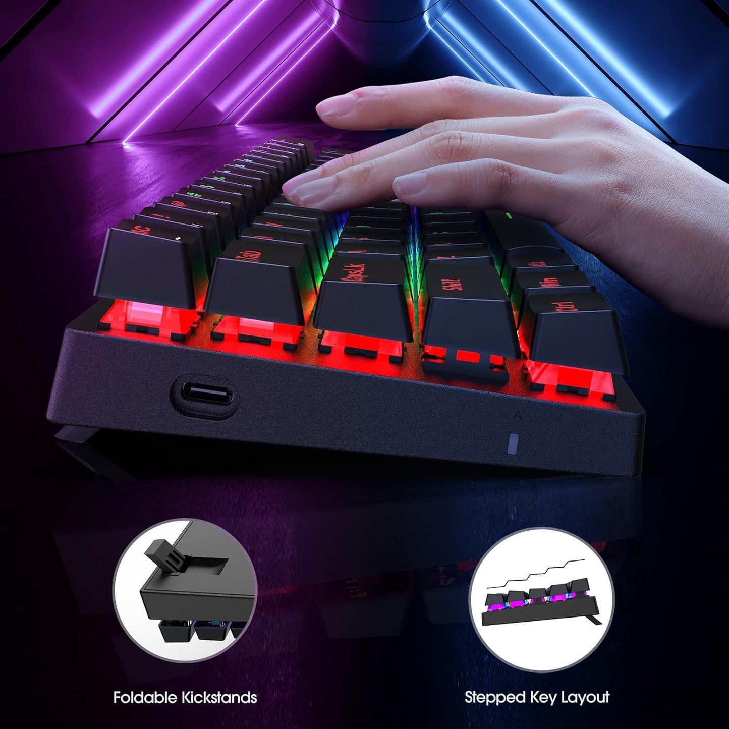 60 Percent Keyboard Black & White/Black, Blue and Red Switches,Double Choice,Lighting up Your Desktop …