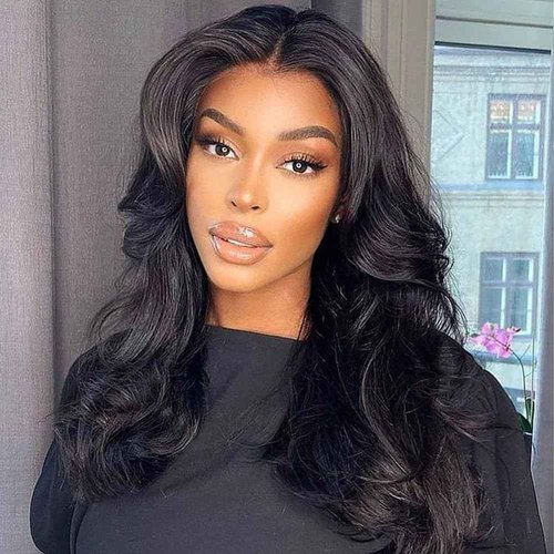 YINGRUN Bob Wig Human Hair 13x4 Body Wave Lace Front Wigs Human Hair 200% Density Human Hair Wigs for Black Women with Baby Hair (18 Inch, Natural Black)