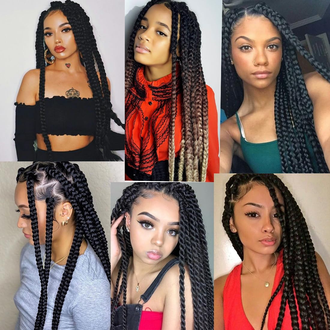 360 Full Lace Jumbo Braided Wigs for Black Women 32inch Knotless Braids Glueless Wigs No Cornrow Long Jumbo Box Braided Wig With Baby Hair (1B, 32inch)