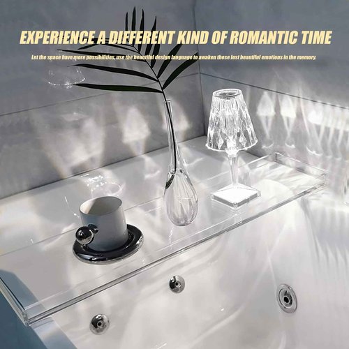 Acrylic Bathtub Tray Bath Caddy for Tub, Clear Bath Tray with Soap Box, 32.3 x 7.87 x 1.18 Inches