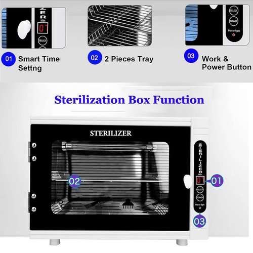 Sterilizer Nail Tool Cabinet, 12L Large Capacity Sterilization Machine Cleaning Manicure Tools Multi-Functional Sterilizing Nail Cleaner Box for Salon & Home Beauty Care