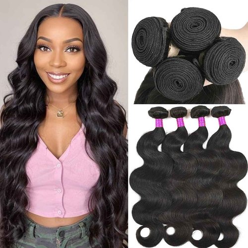 MDL 12A Bundles Human Hair 16 16 18 18 Inch 4 Bundles Human Hair Brazilian Virgin Hair Extensions Double Weft Natural Black