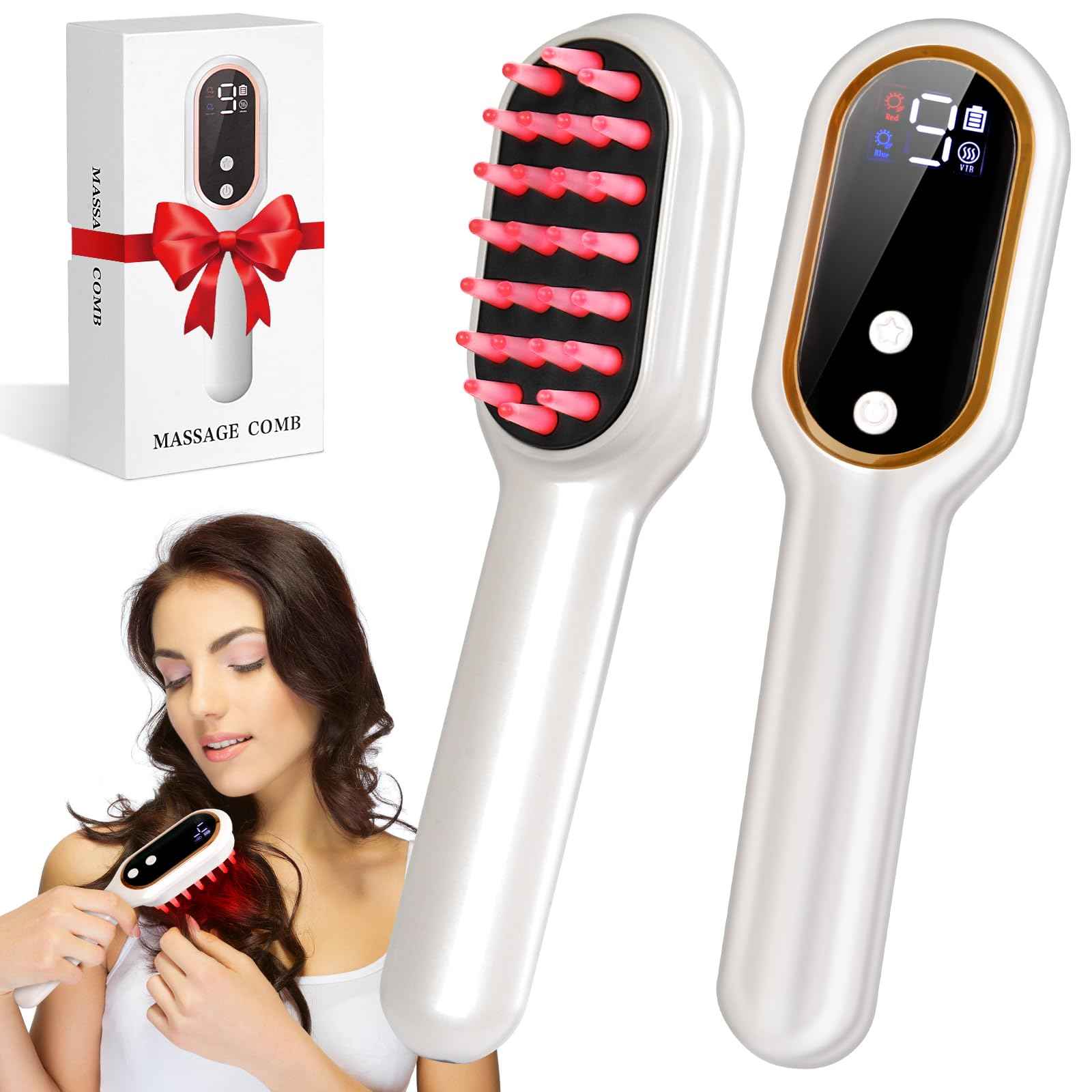 Laser Hair Growth Comb, Red Light Therapy for Hair Growth, Scalp Massager for Thicker