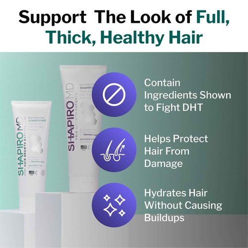Shapiro MD Hair Growth Experts Hair Loss Shampoo and Conditioner, DHT Fighting Vegan Formula for Thinning Hair Developed by Dermatologists, Experience Healthier, Fuller & Thicker Looking Hair