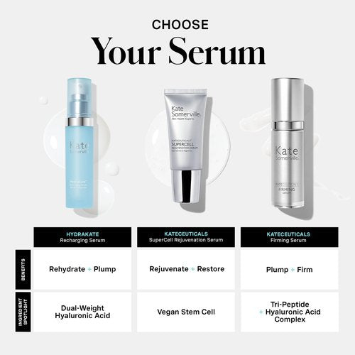 Kate Somerville HydraKate Recharging Hydration Serum – Skin-Quenching Dual-Weight Serum with Hyaluronic Acid for Hydrating, 1 Fl Oz