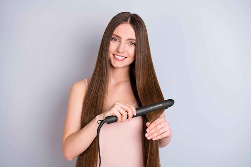 NuMe Style Setter Hair Straightener Titanium Flat Iron – 1 Inch Floating Plates Hair Iron with Negative Ion Conditioning – Infrared Light Strip – Dual Voltage –Smooth and Shiny Results
