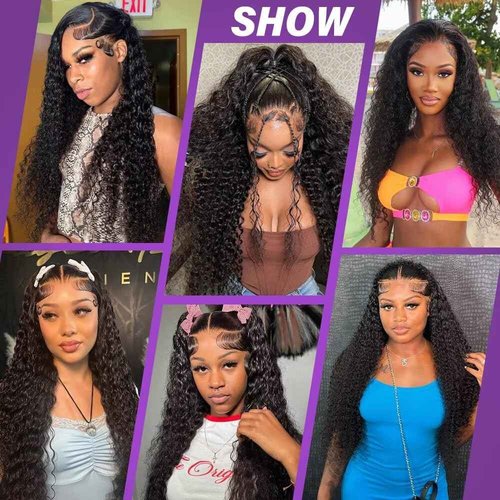 Tagota 22 Inch Deep Wave Lace Front Wigs Human Hair 13x6 HD Lace Front Wigs Human Hair Pre Plucked Brazilian Curly Wig Human Hair 200 Density Glueless Frontal Wigs with Baby Hair For Women