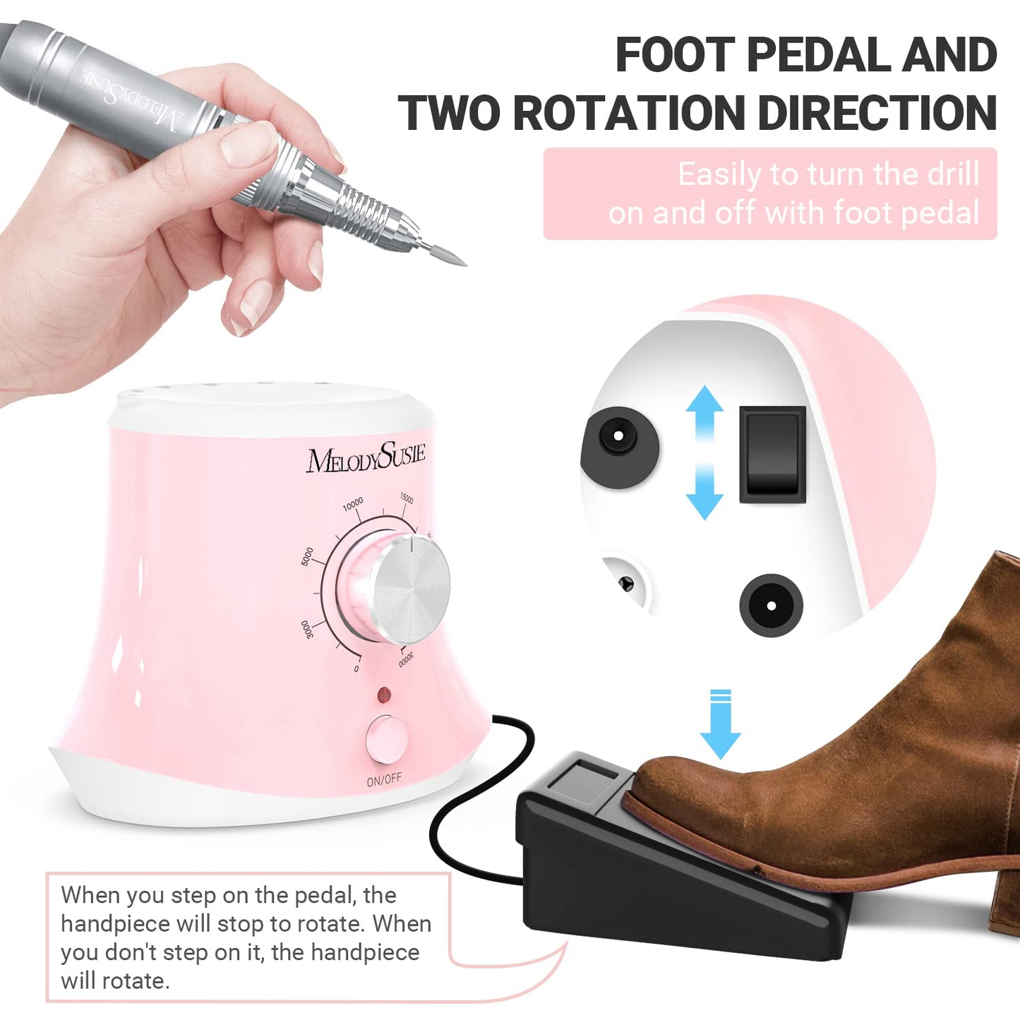 MelodySusie 30000 RPM Professional Nail Drill Scarlet SC320I, Nail Dust Collector,Portable Vacuum Fan Dust Collector for Beginner