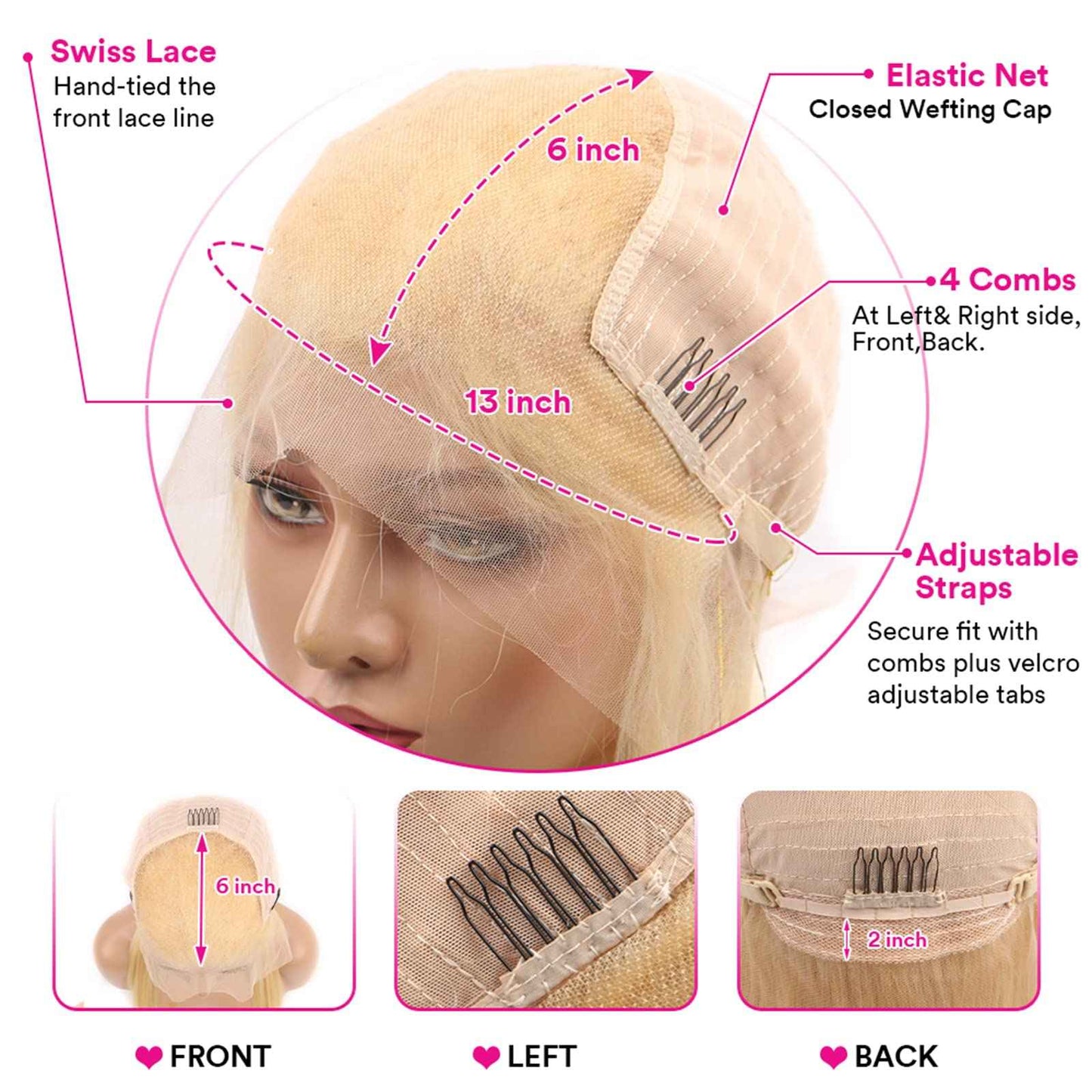 HUANGCAI 613 Lace Front Wig Human Hair, 28inch 13x6 Blonde Lace Front Wigs Human Hair, 613 Body Wave HD Transparent Lace Frontal Wig, 180% Density Blonde Wig Human Hair Pre Plucked with Baby Hair