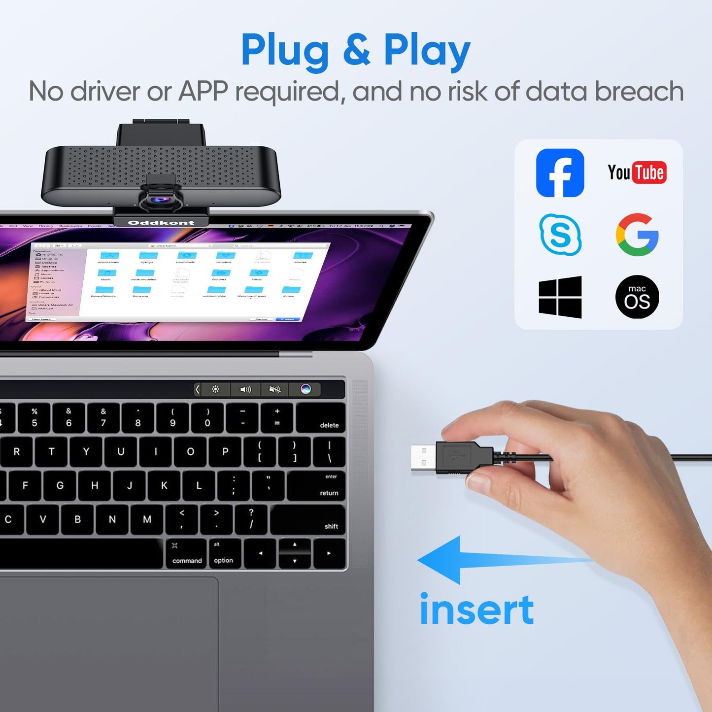 1080P Full HD Webcam with Microphone, Auto Light Correction, 360° Rotatable, Built-in Privacy Cover, Plug & Play, Compatible with Windows, Mac, Laptop, Desktop (Zoom, Skype, Teams, Video Conferencing)