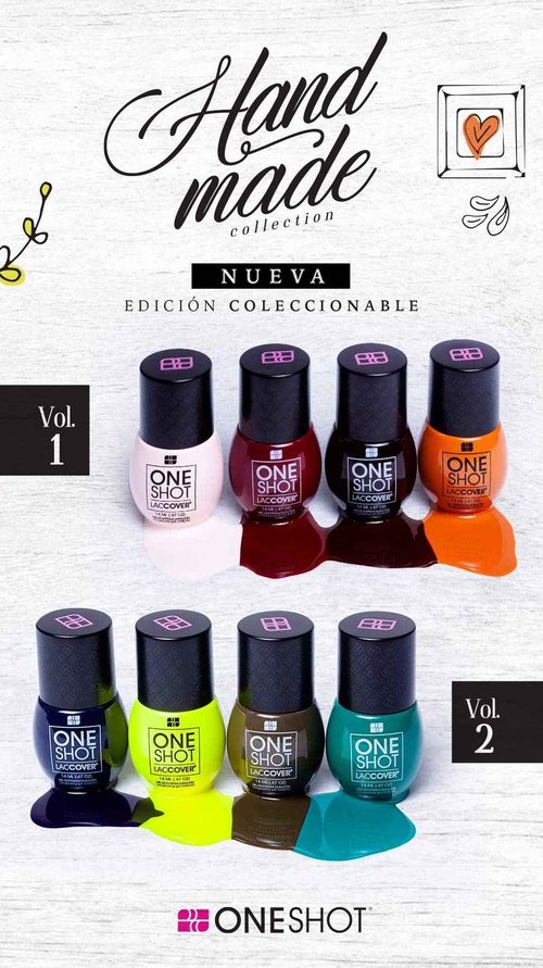 LACCOVER ONE SHOT - NAIL POLISH GEL SET HANDMADE COLLECTION, 8 COLORS, 1/2 Fl Oz each one, by NAIL FACTORY