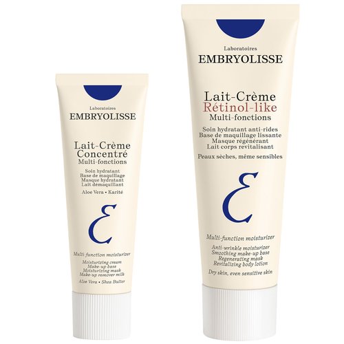 Embryolisse Lait-Crème Concentré 1.01 Fl Oz & Lait-Crème Retinol-Like 2.54 Fl Oz Bundle, Multifunction Moisturizer & Anti-Aging Face Cream Duo