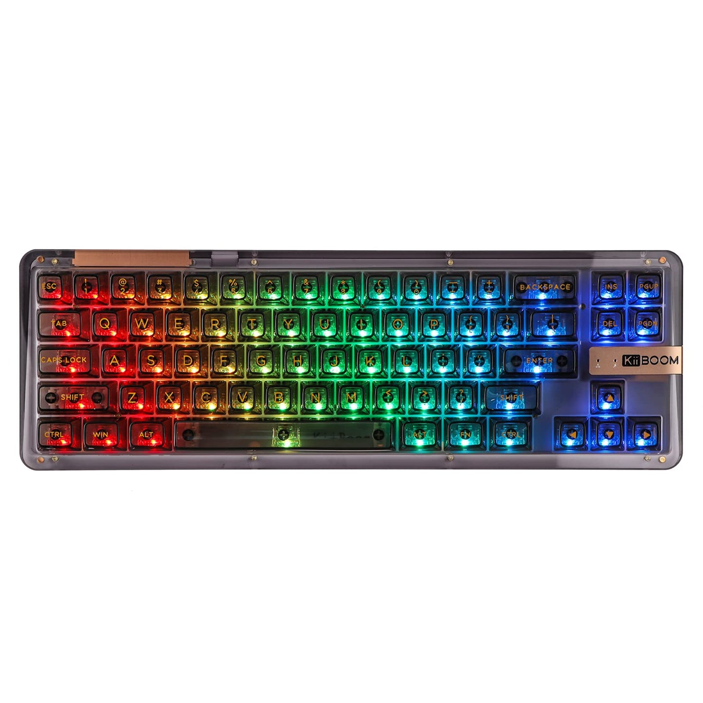 KiiBoom Phantom 68 65% Hot Swappable Crystal Gasket-Mounted Mechanical Keyboard, BT5.0/2.4GHz/USB-C Wired Wireless NKRO Gaming Keyboard with South-Facing RGB, 4000mAh Battery for Win/Mac(Black)