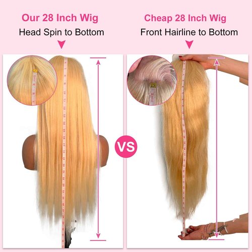BABOSHOW 613 Blonde 13x6 Lace Front Wig, 100% Human Hair, [2-Year Life], Skinlike HD 200% Density, 613 Straight Frontal Wigs Human Hair, Pre Plucked Free Part 28 Inch, [0.1mm Ultra-thin HD Lace]