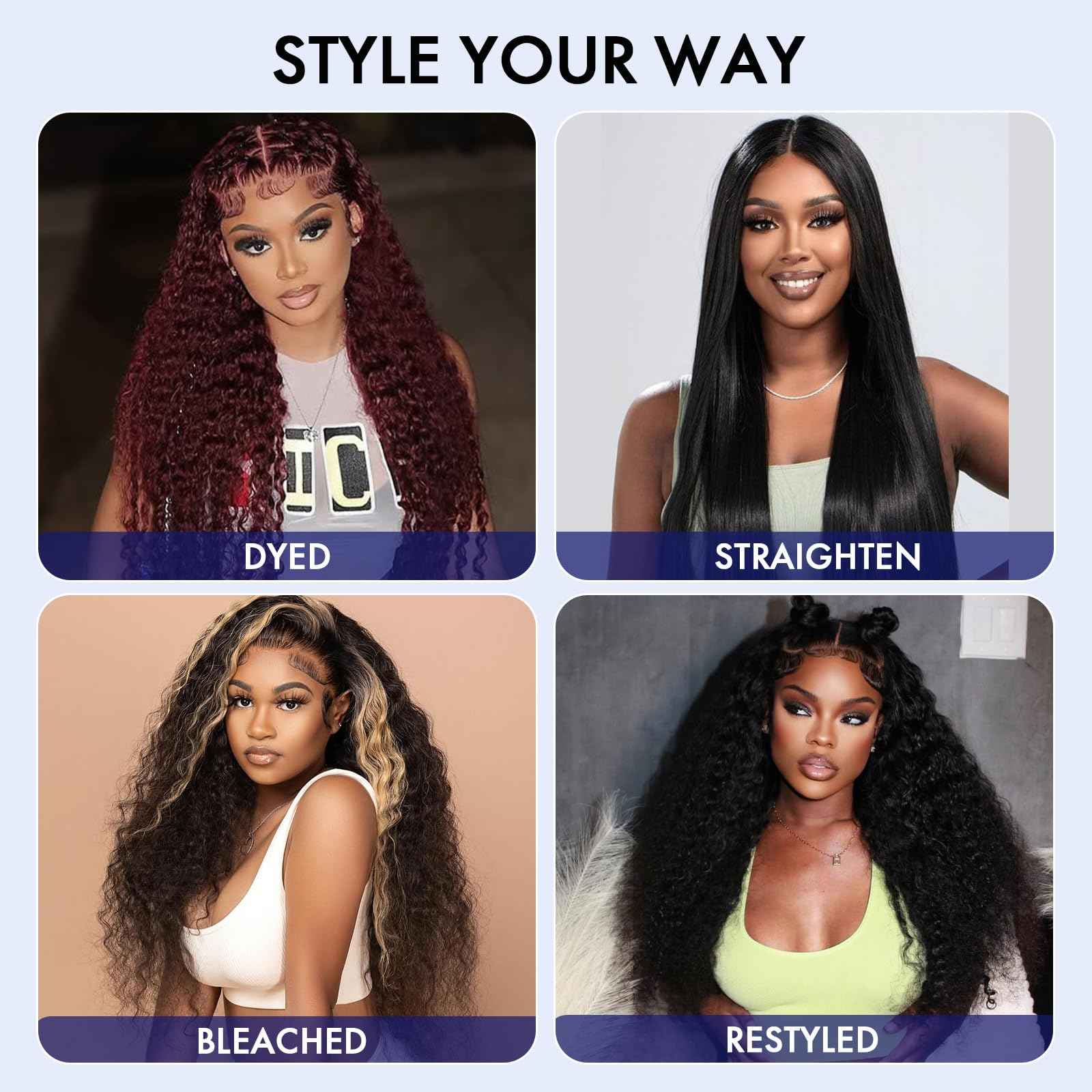 Human Hair Bundles 20 22 24 Inch Deep Wave Bundles Human Hair Curly 3 Bundle Deals 16A 100% Unprocessed Brazilian Raw Hair Weave Bundle Wet and Wavy Water Wave Human Hair Extensions Natural Black