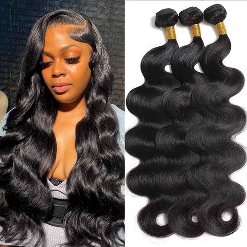 Rumdiku 12A Human Hair Bundles Body Wave Bundles Human Hair 22 24 26 Inch 100% Unprocessed Brazilian Virgin Hair Bundles Deals Weave 3 Bundles Human Hair Extensions Body Wave Bundles Natural Black
