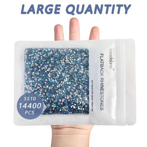 Beadsland Flatback Rhinestones Bulk,14400pcs Rhinestones for Nails Crafts Clothes DIY Decoration, Aquamarine AB, SS20, 4.6-4.8mm