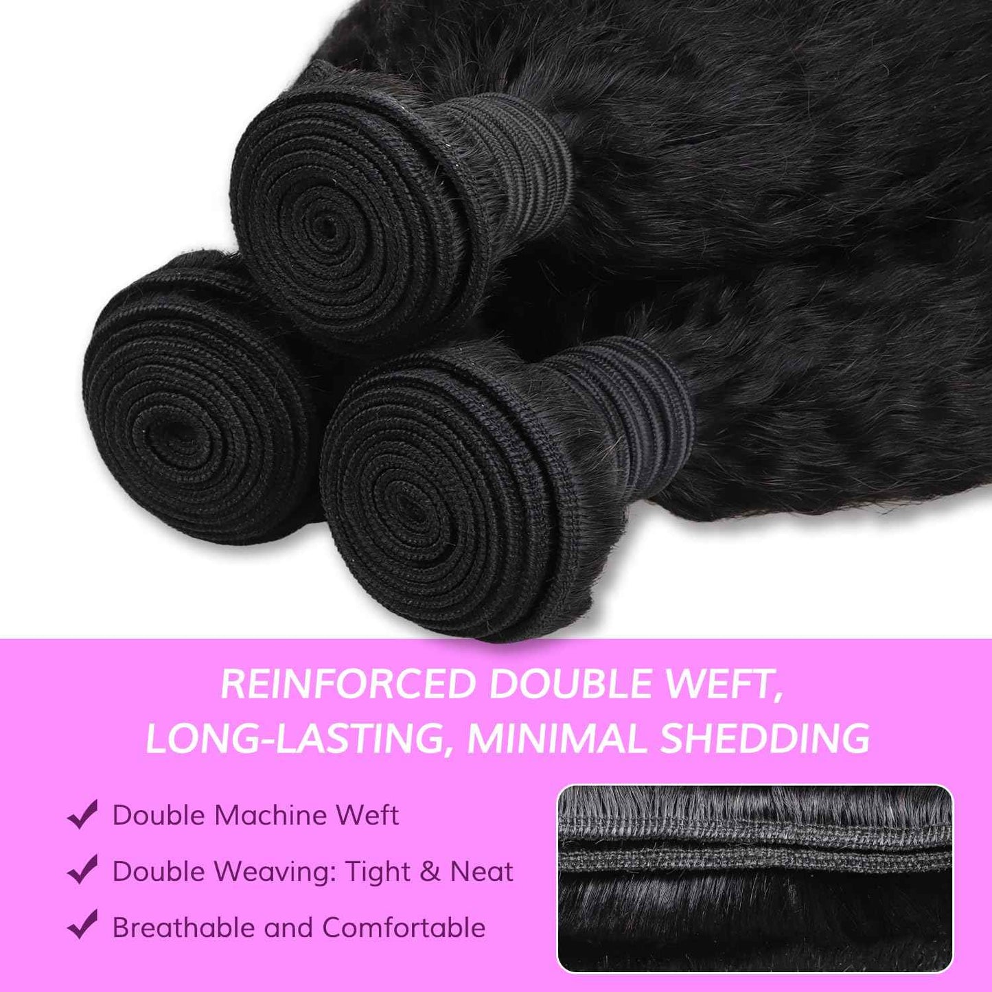 IDN BEAUTY 15A Cambodian Raw Human Hair Bundles Natural Black Weave Bundles Unprocessed Raw Hair Bundles Double Weft Full-Length Strands Full Thick Ends KS YK Human Hair 22 Inch