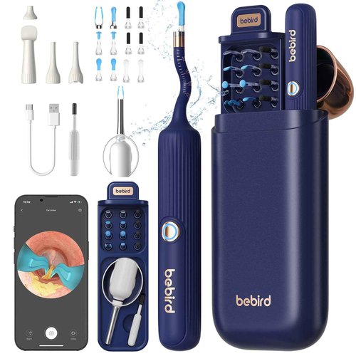 Ear Wax Removal Tool Camera, BEBIRD Visual Earwax Cleaner with Cleaning Kit as Spade/Spoon/Pick/Tweezer Clean Ears for Family, Ear-Scope Otoscope Wireless WiFi Connect