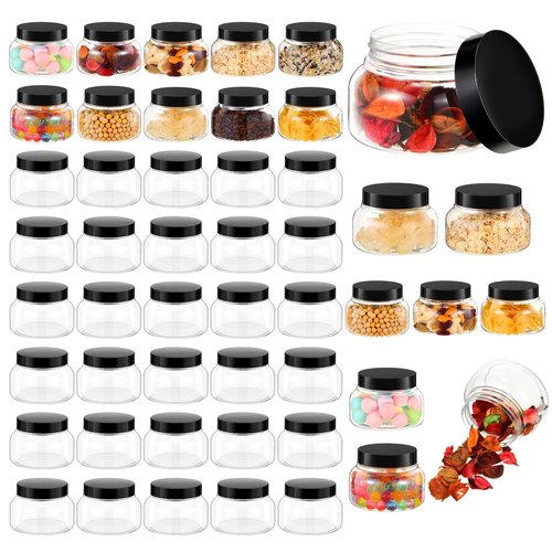 Bokon 96 Pieces 8 oz Plastic Jars with Lids Travel Clear Plastic Cosmetic Containers Refillable Round Lotion Container for Lotion Cream Ointments Makeup Eye Shadow Body Butter