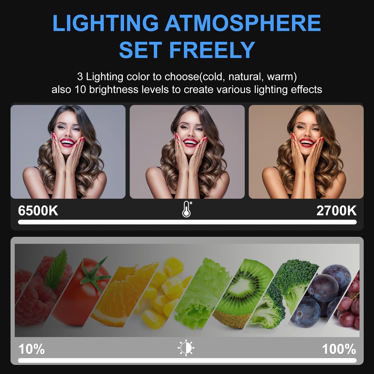 ALTSON 2 Packs Video Light Kit, LED Studio Light, 2700-6500K Dimmable Photography Lighting Kit with Tripod Stand&Phone Holder, 12" Rotating Streaming Light for Video Recording, Game Streaming, YouTube