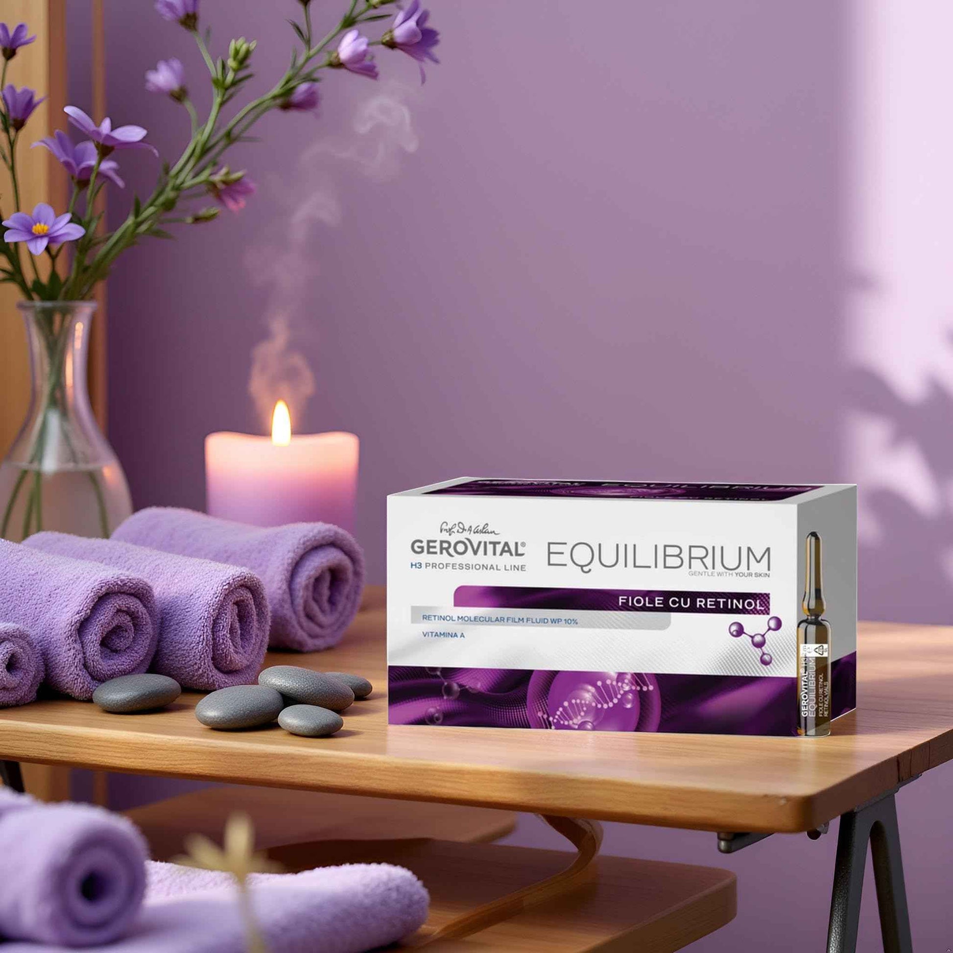 GEROVITAL EQUILIBRIUM Face Serum with Retinol, Moisturizer Face Serum, Improves Skin Elasticity, Professional Line for Beauty Salons, 20 Vials